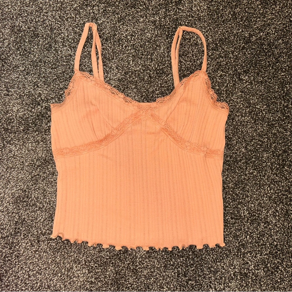 V Neck Lace Detail Adjustable Strap Spaghetti Strap Cropped Tank Top